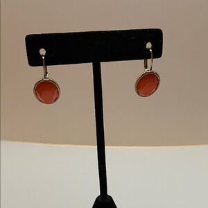 Elegant Gold and Coral Drop Earrings